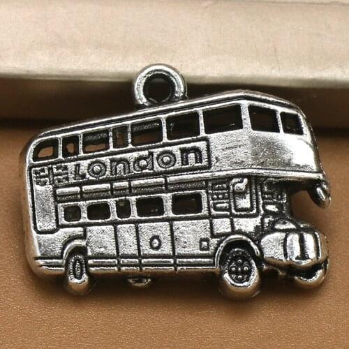 BULK 30 Zinc Alloy Travel Theme London Bus Charms Pendants for Bracelet 19*25mm