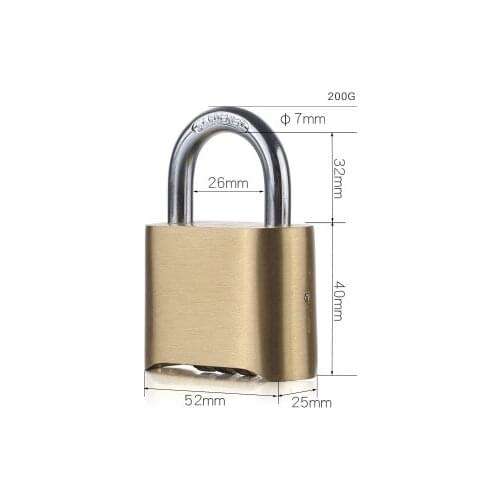 Outdoor Lock No Key 4 Digit Combination Coded Padlock, Waterproof Rustproof Brass Big Size Copper for Fence Warehouse Door Locks