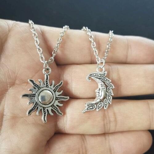 2020 new Sun Moon Necklace chain Pair Of Celestial Best Friends Gift For Friend long Necklace for men women