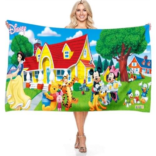 Mickey Mouse Minnie Mouse Winnie The Pooh Beach Towels 3d Digital Microfiber Bath Towels for Bathroom Tablecloth Vacation Travel