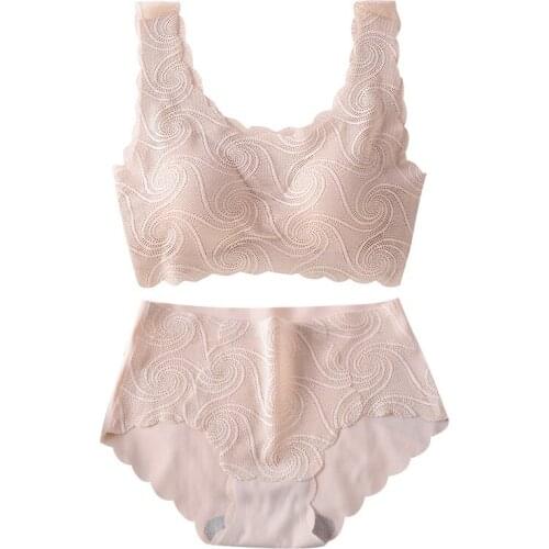 Sanderala Sexy Women Lace Bra Set One-pieces Brief Push Up Thong Underwear Brassiere Lingerie Sets Padded with Panties Seamless