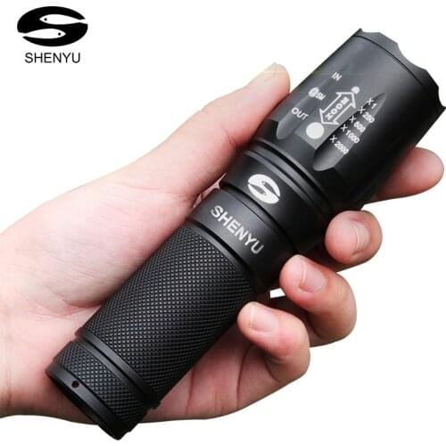 SHENYU LED Flashlight 26650 Torch Waterproof Flashlight Cree XML t6 l2 600 lumen Zoomable Portable Camping Light AAA Battery