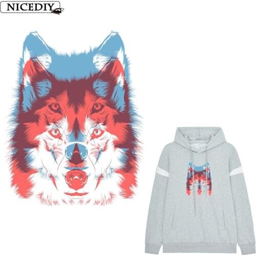 Nicediy Beast Wolf Iron On Transfers Vinyl Heat Transfer Thermal Ironing Stickers On Jacket Coat DIY Patches For Clothing Fashio
