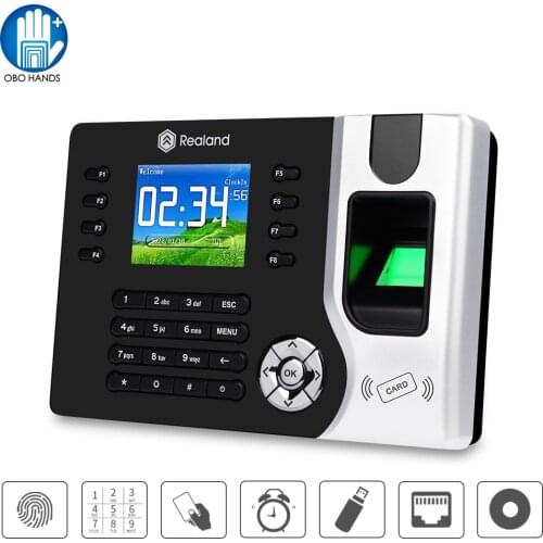 Realand Biometric TCP/IP Fingerprint Time Attendance Machine RFID Employee Check-in Recorder USB for Office Free Software DC12V