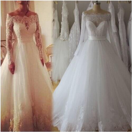 High Quality Customer Order Lace appliques Long Sleeves Hot vestido de noiva New bridal gown 2018 mother of the bride dresses