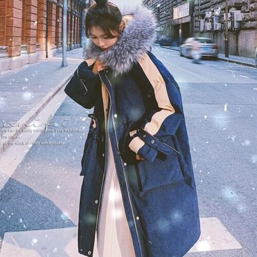 Winter Warm Jacket Women Hooded Down Cotton Coat Female Long Woman Parkas Big Fur Collar Korean Style Womens Clothing WPY4017