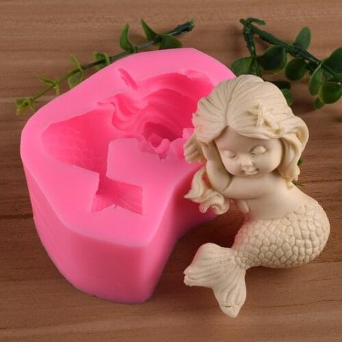 1Pcs 3D Sleeping Mermaid Silicone Mold Fondant Mould Mermaid Handmade Soap Mold Cake Mold Moulds for Soap making