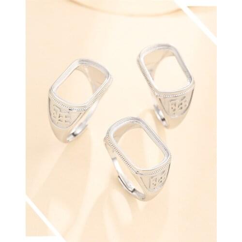 11*17mm 925 STERLING SILVER men Semi Mount Bases Blanks base blank Pad ring Setting wedding jewelry findings diy A5882