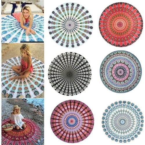 150cm Round Beach Towel for Adults Bono Chiffon Beach Towel Outdoor Yoga Picnic Mat Quick Dry Shower Bath Towel Swim Bath Mat