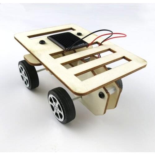 4WD Wooden Car Model Solar Powered Handmade Kit Smart Robot Children Science Experiment Car Chassis RC Toy
