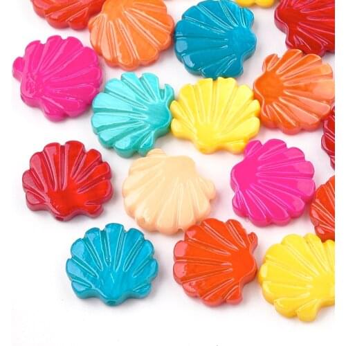 50pcs Freshwater Shell Beads Dyed Scallop Shell Shape Bead for DIY jewelry making bracelet necklace Supplies Hole: 0.8mm F70
