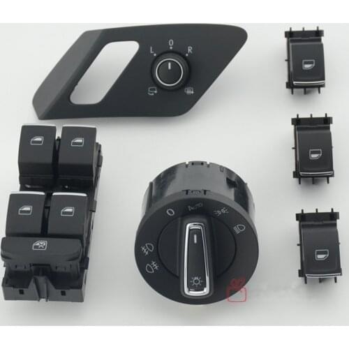 6PCS Window Switch button + Headlight switch+Rear mirror adjust switch Button For VW Golf 7 Gti R MKVII MK7 5GG 959 857 A 855 A