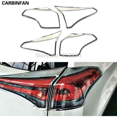 ABS Chrome Rear Tail Light Lamp Taillight Cover Trim Frame Sticker 4pcs/set For Toyota RAV4 RAV 4 2016 2017