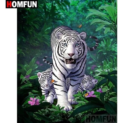 HOMFUN Full Square/Round Drill 5D DIY Diamond Painting "Forest Tiger" Embroidery Cross Stitch 5D Home Decor Gift A07488