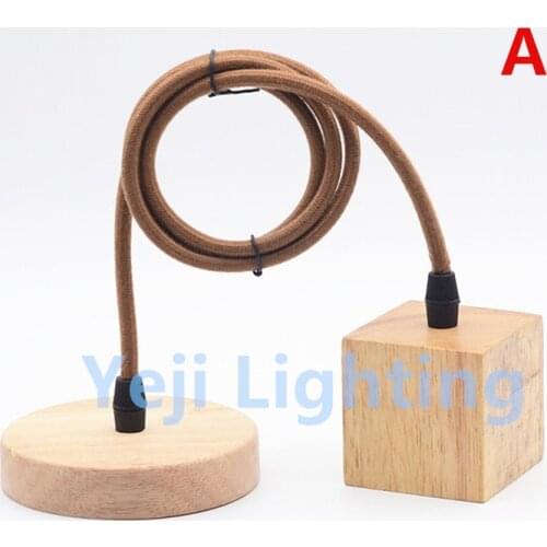 Wood lamp base wooden ceiling rose canopy with braided wire cable Modern ceiling plate with E27 lamp holder for led pendant lamp