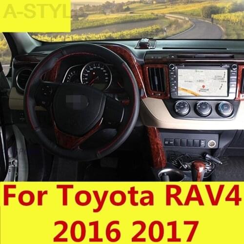 For Toyota RAV4 RAV 4 2016 2017 Wood Grain Color Dash Cover Gear Panel Trim Kit Full Set car styling Interior decoration
