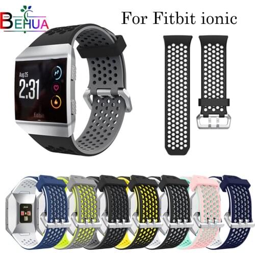 Two-color Silicone watch bands For Fitbit ionic smart watch Wristband Wrist strap Replacement perforation breathability straps
