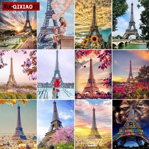 Full Square/Round Landscape Paris Tower Cross Stitch Rhinestone Diamond Painting 5D Diy Embroidery Kit Mosaic New Arrivals 2021