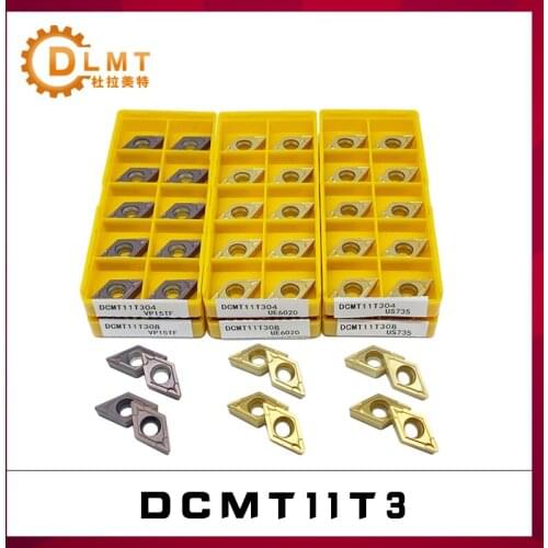 10pcs DCMT11T3 Carbide CNC turning inserts DCMT11T304 DCMT11T308-VP15TF UE6020 US735 CNC machining center
