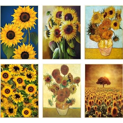 Classic Sunflower Wall Art Oil Painting Flowers Canvas Painting Posters Prints POP Art Pictures for Living Room Home Decor