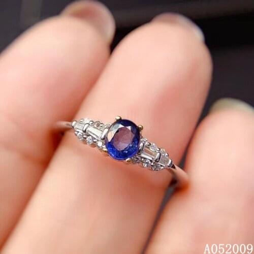 KJJEAXCMY fine jewelry 925 sterling silver inlaid natural sapphire new ring lovely girls ring support test