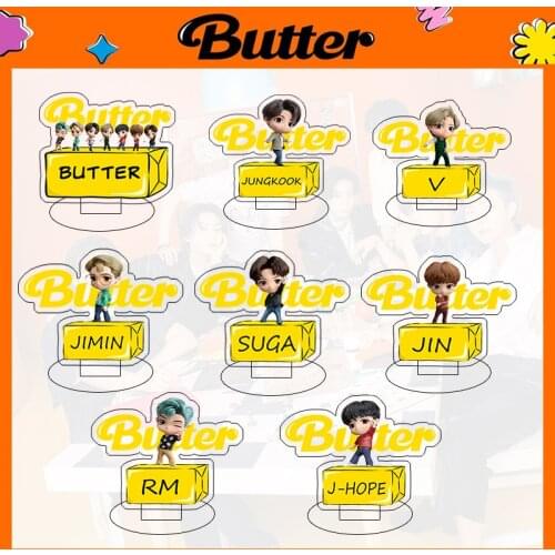 KPOP Bangtan Boys New Album Butter Same Paragraph Acrylic Transparent Cartoon Standing Sign Pendant Peripheral