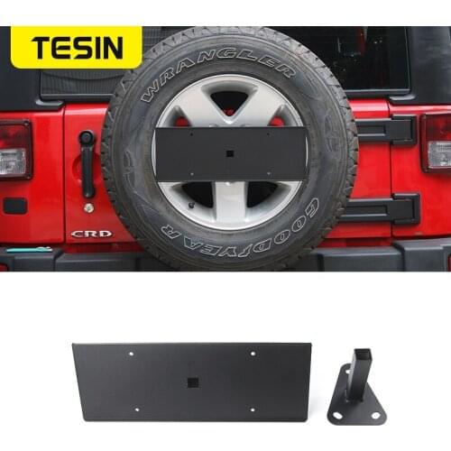 TESIN Car Rear Spare Tire License Plate Mount Bracket Holder for Jeep Wrangler JK 2007-2017 Auto Exterior Accessories