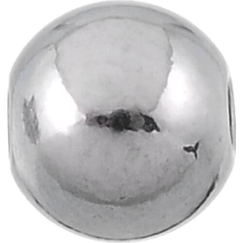 DoreenBeads Stainless Steel Spacer Beads Round dull silver color About 5mm Dia,Hole:Approx 1.0mm,50 PCs