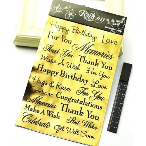 KSCRAFT Gold Happy Birthday Rub On for Scrapbooking DIY Projects/Photo Album/Card Making Crafts