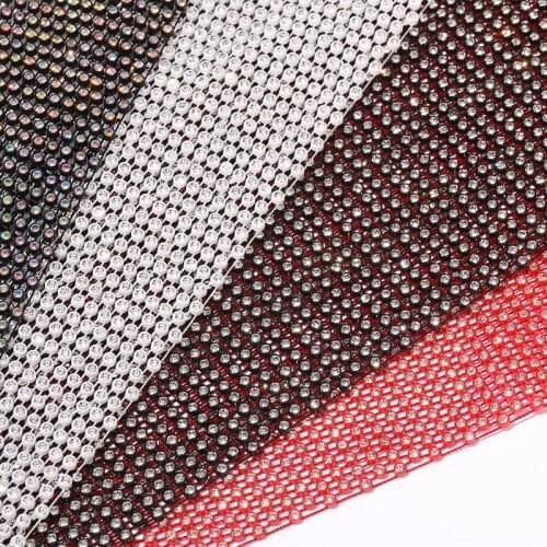 1 Yard Fishing Net Line Stone Rhinestone Connection Net Fabric Glitter Sewing Crystal Trim Stretch Applique Dress Decor