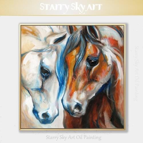 Hot Selling Fine Art Artist Hand-painted High Quality Modern Animal Horse Oil Painting on Canvas Beautiful Indian Horse Painting