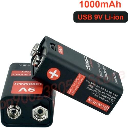 1000mAh micro USB 9 Volt li-ion Rechargeable Battery 6F22 9V Li ion Lithium Battery for RC Helicopter Model Microphone Toy