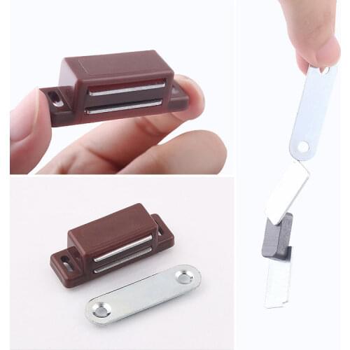 Small White Cabinet Door Magnetic Touch Door Door Latch/Catch Closures Highly Magnet Catch with Metal Plate and Free Screws