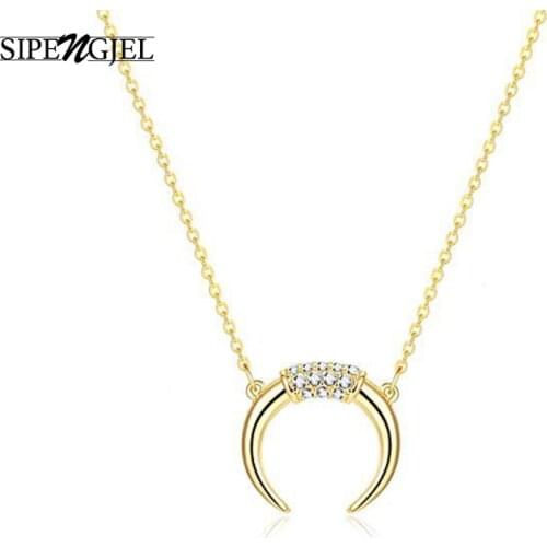 Fashhion Cubic Zirconia Gold Silver color Moon Pendant Necklace Charm Quality Crystal Necklace For Women Korean Jewelry 2020