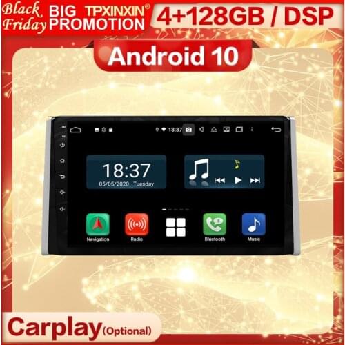 4+128G Carplay 2 Din Android Screen Multimedia Stereo Receiver For Toyota RAV4 2019 2020 Wifi Video Radio Audio Player Head Unit