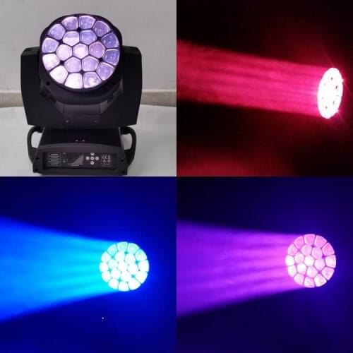 New arrival 19*15W RGBW 4IN1 Zoom Big Bee Eye Led Moving Head Light Stage Event DMX512 Wash Beam moving head DJ disco light