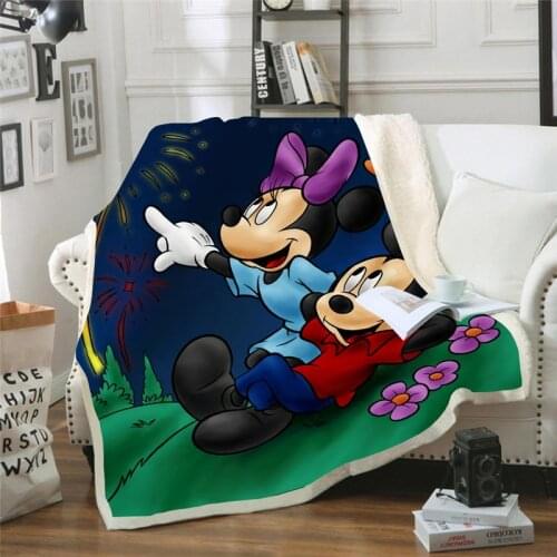 3D Cartoon Mickey Blanket Soft Warm Coral Fleece Blanket Sheet Bedspread Sofa Throw Light Thin Mechanical Wash Flannel Blankets