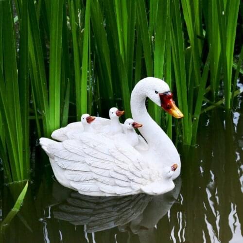 Pastoral Garden Simulation Animal Resin White Goose Ornaments Pool Water Floating Figurines Decoration Courtyard Statue Crafts