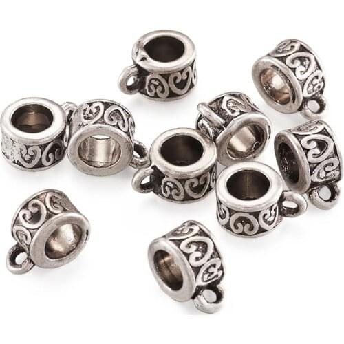 Tibetan Antique Silver Color Connector Bail Tube Beads Spacer Bead Hanger For Jewelry Making European Charm Bracelet Pendant