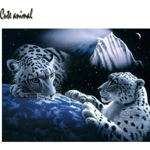 Full Square/round 5d diy diamond painting White Tiger Night scenery patterns bead embroidery diamond mosaic decor home art