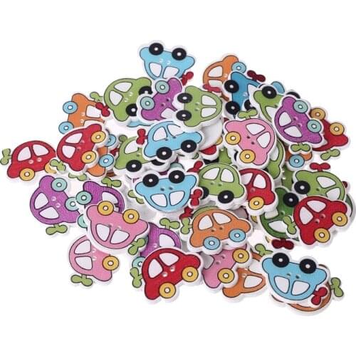 20/50pcs Cartoons Wooden Buttons 2/4 Holes Scrapbooking Crafts DIY Clothing Bag E56C