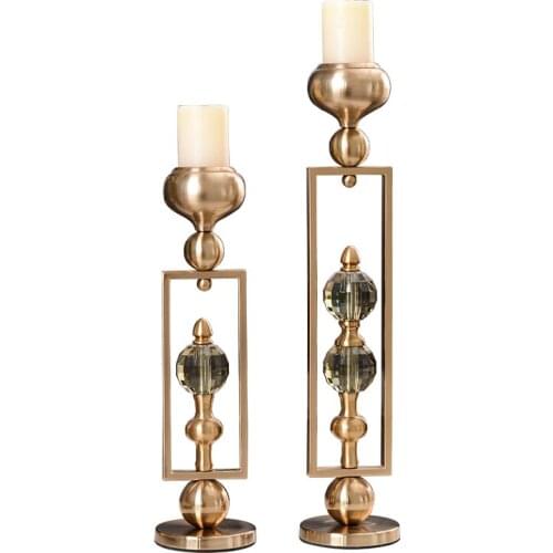 Luxury American Dining table model decor Crystal metal candle holders ornament European candlelight dinner Wedding centerpieces