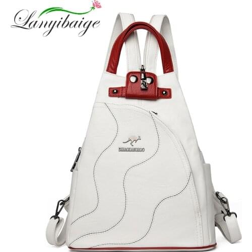 High Quality Womens PU Leather Backpack Large Capacity Girl School Travel School Bags Retro Multifunctional Ladies Backpacks