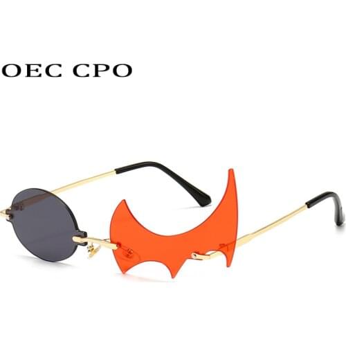 OEC CPO Punk Rimless Sunglasses Women Brand Steampunk Vintage Framless Sun Glasses Men Retro Shades Eyewear UV400 O961