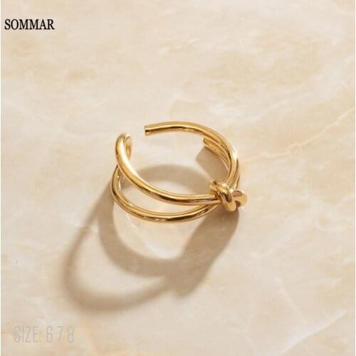 SOMMAR Hot 2020 Gold color size 6 7 8 Goddess rings for women 2020 Simple knotted opening Jewelry on the neck wedding