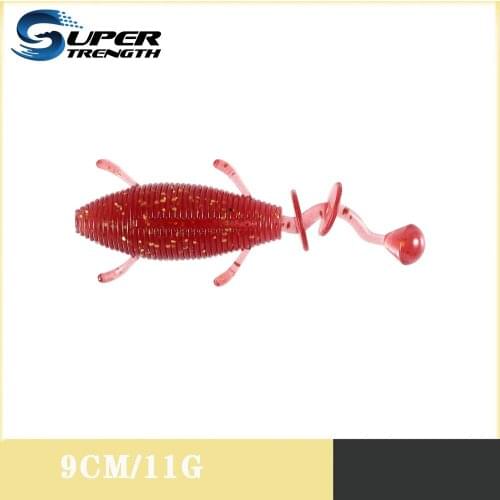 Super strength soft fishing lure 9cm/11g TPR Floating water soft insect bionic crank hook soft bait Black fish