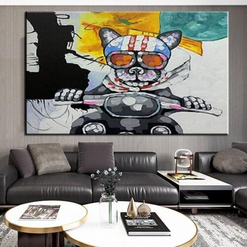 Creative Creation Cool Animal Dog Abstract Oil Painting Hand-painted Wall Art Home Decor Modern Hand Painted Oil Painting