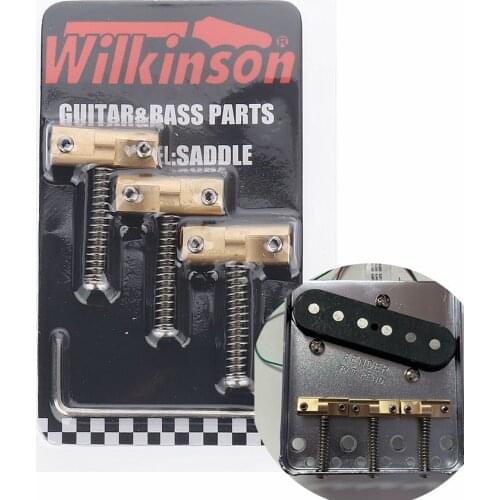 Wilkinson Guitar Bridge 3pcs Brass Guitar Bridge Compensated Saddles For Tele Telecaster Guitar Replacement Part