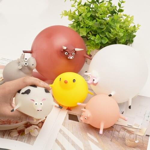 Blowable Animal Vent Toy Hippo Elephant Piglet Vent Toy Pinch Music Decompression Blowing Prank Squishy Squeeze Toy