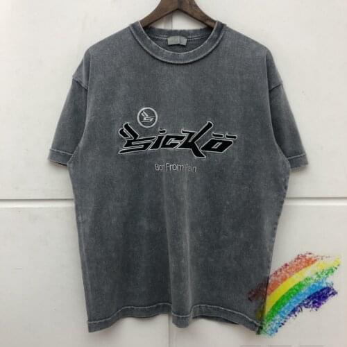 Embroidery Sicko T shirt Men Women Best Quality Nice Washed Heavy fabric Summer Style Tops Tee